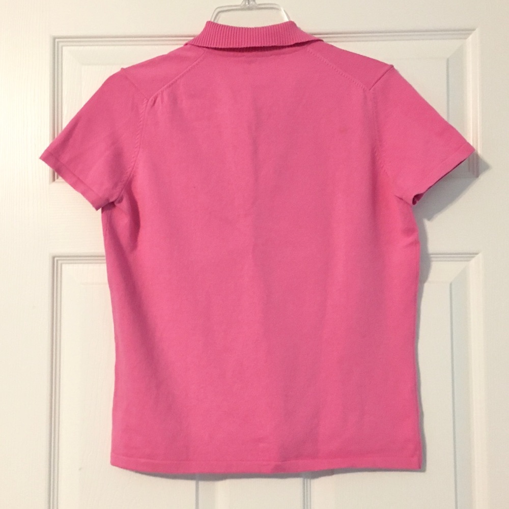 NEW Lilly Pulitzer Pink Polo Style Knit Sweater S/S S Vintage - Picture 4 of 6
